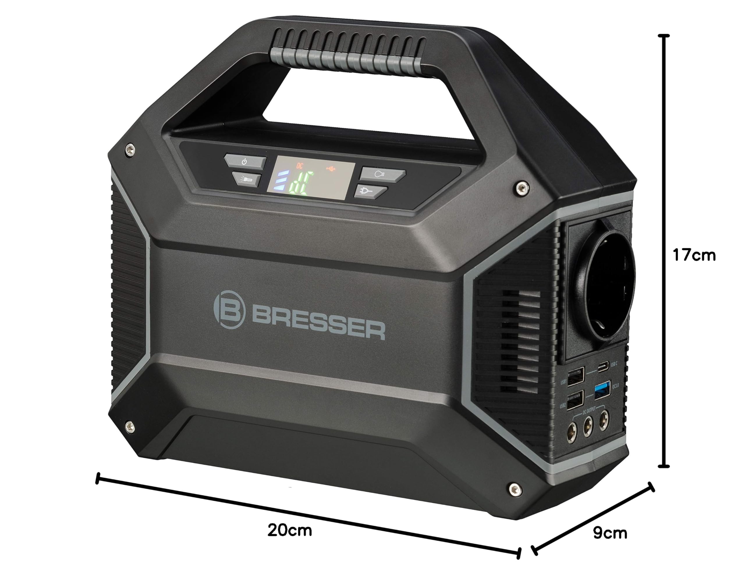 Bresser Mobile Power Station 100 Watt Power Bank für Teleskope oder andere elektronische Geräte mit 3x USB und 1x 230 Volt Anschluss