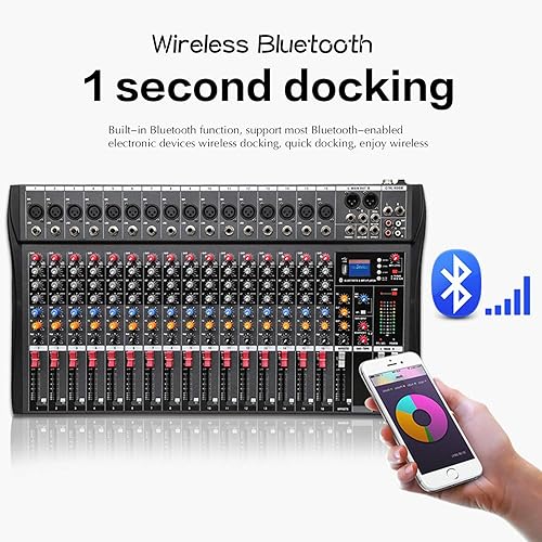 Miniatura 4 de Fineshine Mezclador de audio de 81216 canales consola de mezcla de sonido con USB Bluetooth entrada de grabación de PC conector de micrófono XLR