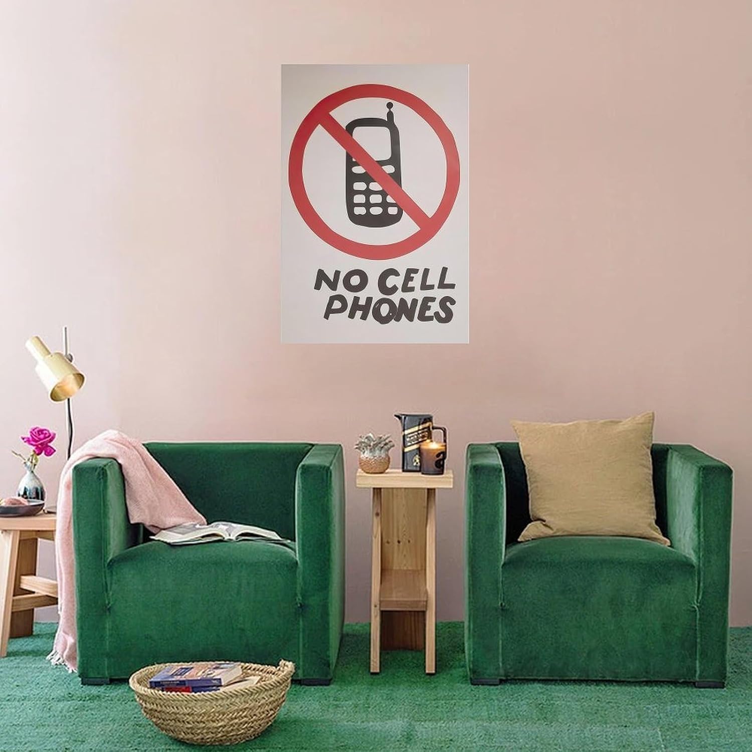 Vintage Funny No Cell Phones Poster Gift Restaurant Canvas Art Wall Art Canvas Print Office Bedroom Living Room Decor 12x18inch(30x45cm) Unframe-style image 4