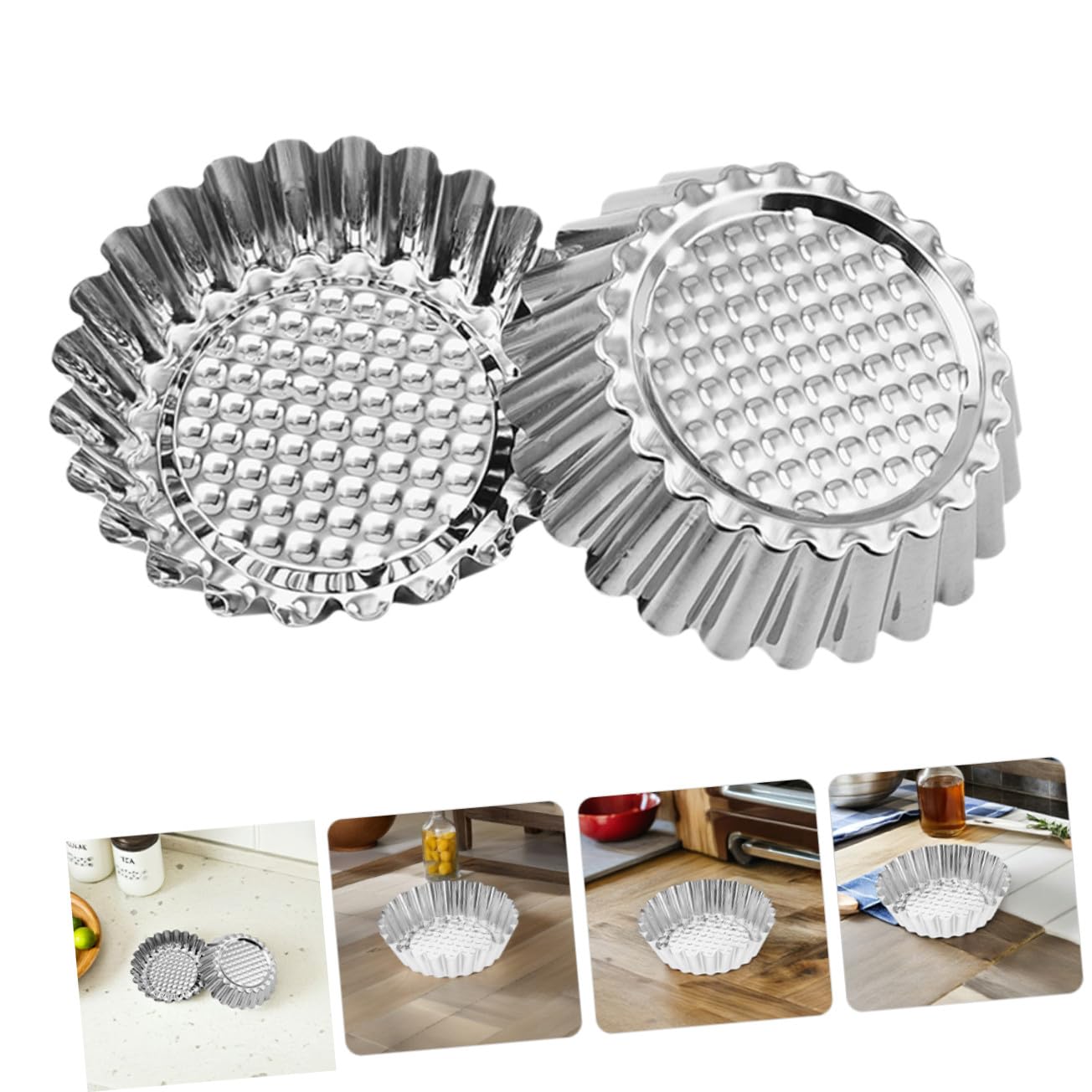 Hemobllo Molde para Tarta de Huevo 30 Piezas de Acero Inoxidable Plata | Borde Redondo y Forma de Flor, Antiadherente, Limpieza Sencilla, para Hornear en Reuniones Familiares