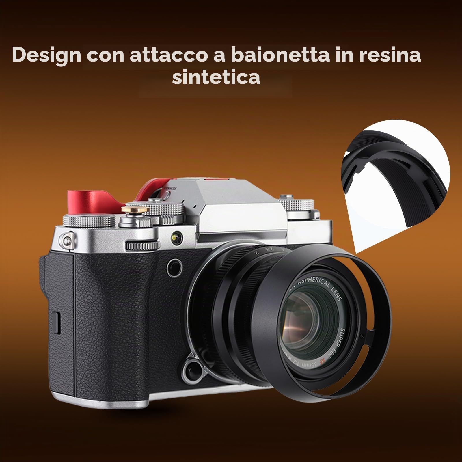 Haoge LH-FJ35 - Paraluce rotondo in metallo a baionetta per Fujifilm Fuji Fujinon XF 35 mm f/2 R WR XF35mmF2, XF 23 mm f2 R WR XF23mmF2 e XC 35 mm F2 XC35mmF2 LH-XF35-2