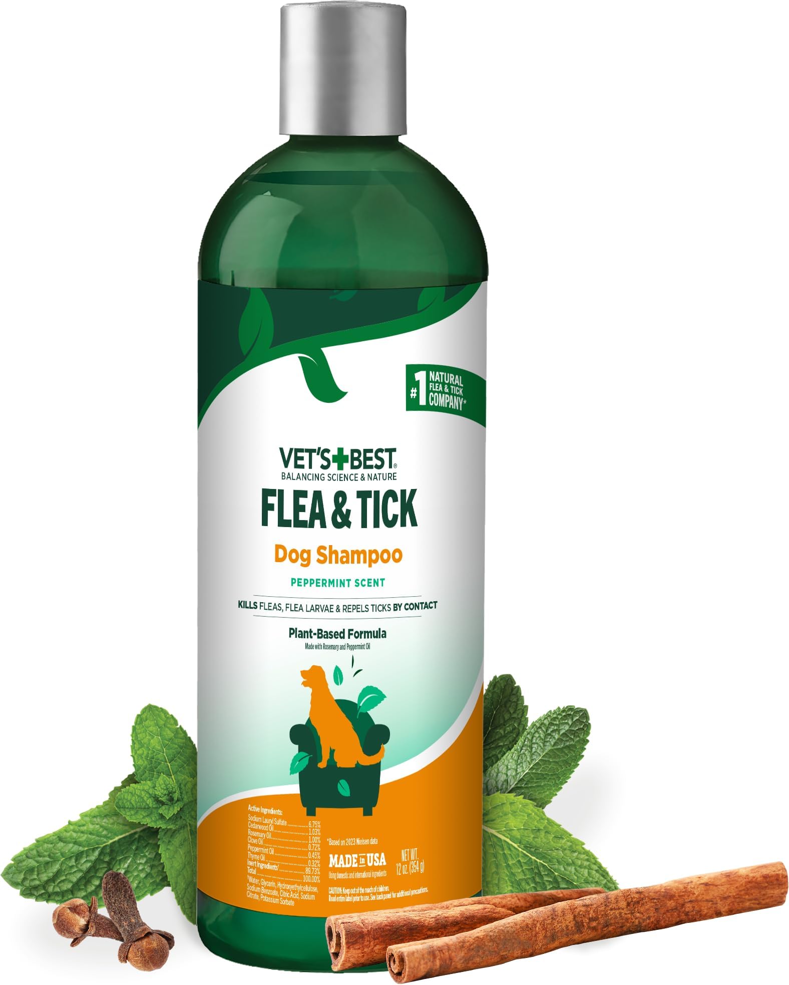 Vet's Best Flea & Tick Advanced Strength Dog Shampoo - Dog Flea and Tick Treatment - Plant-Based Formula - Certified Natural Oils - 12 oz