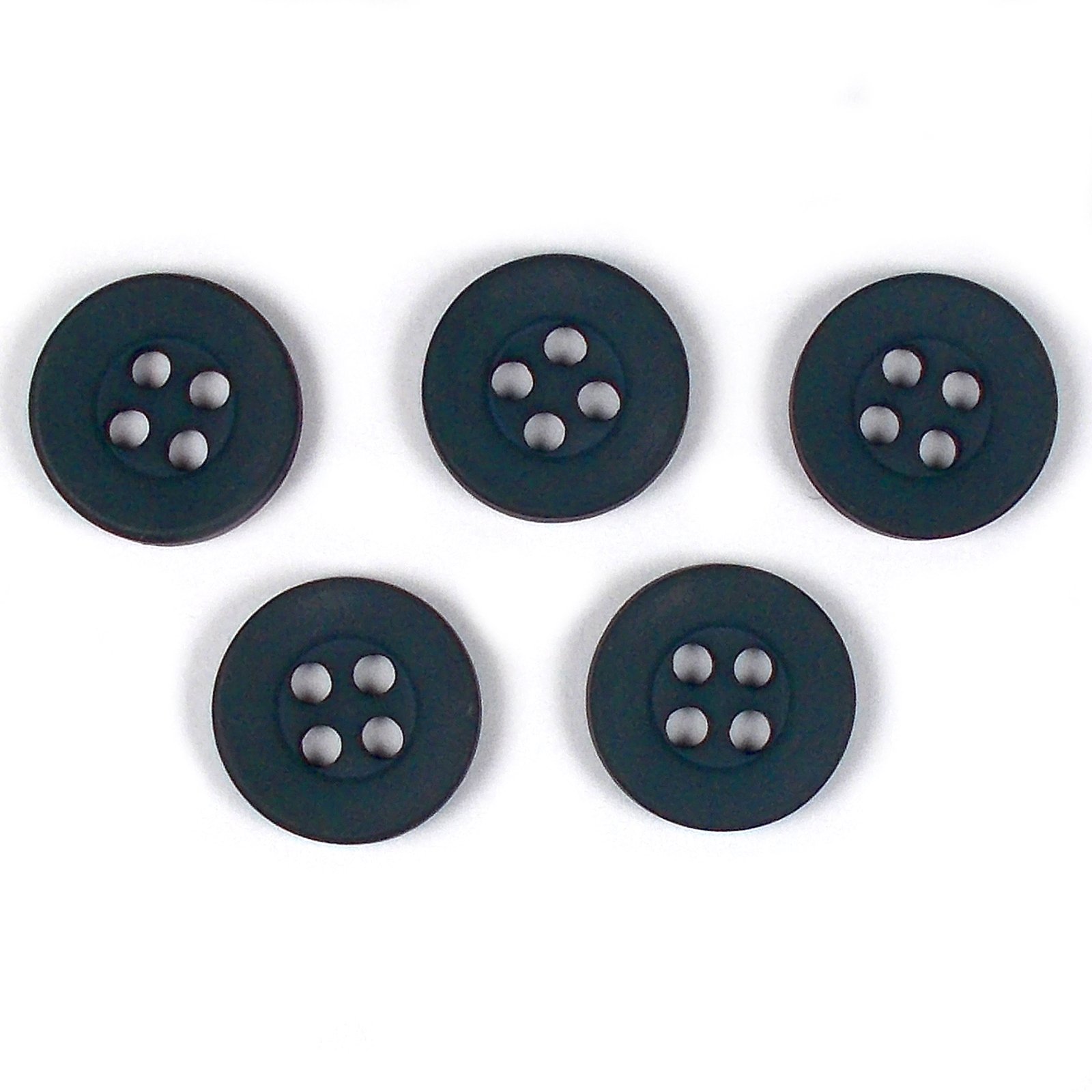 Push The Button Dark Grey Colour 4 Hole Round Shirt Buttons 10Mm Wide Pack Of 5 (Dark Grey)