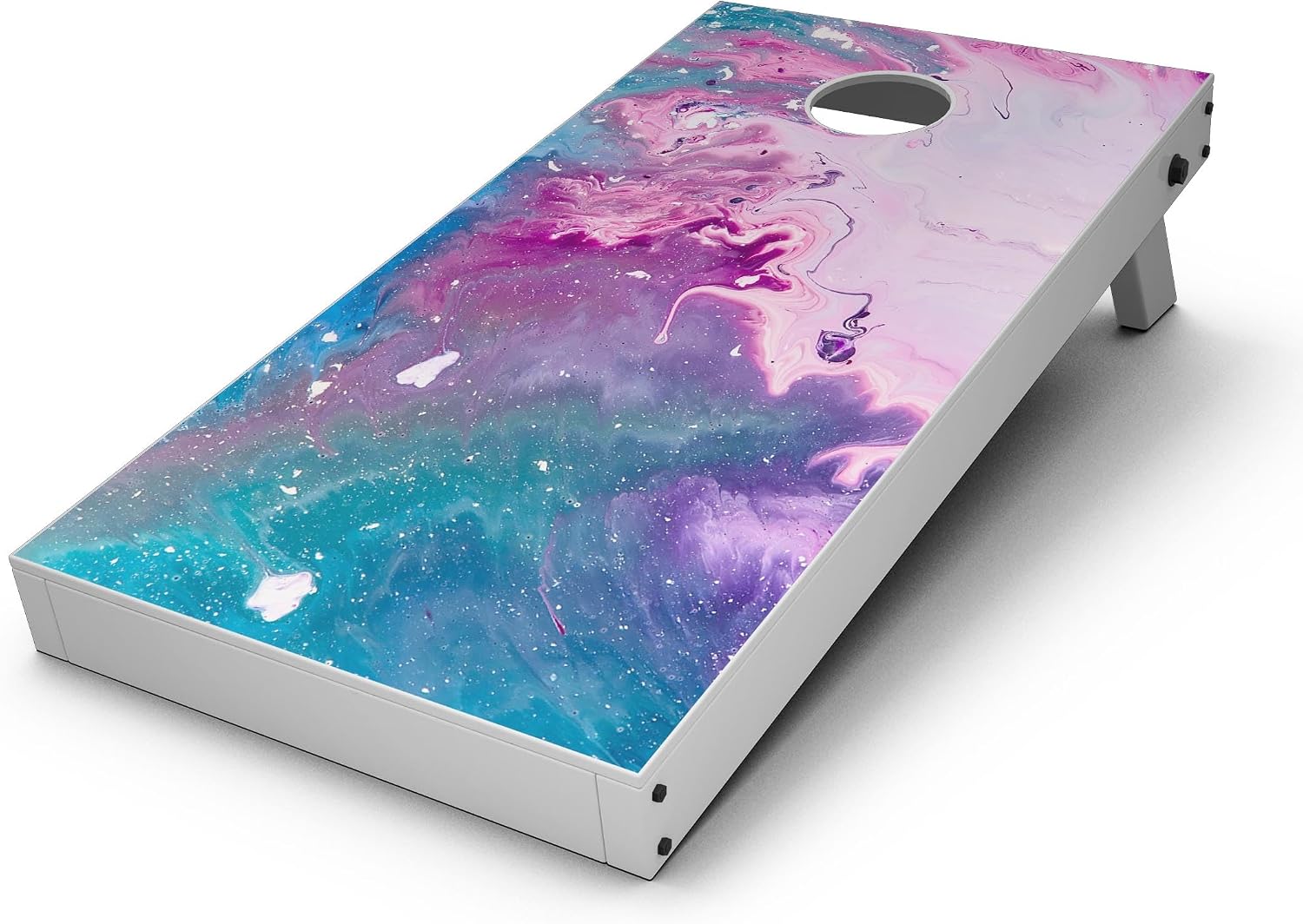 DesignSkinz - Decorative and Protective Scratch Resistant Skin Vinyl Wrap Kit for Cornhole Boards - Blue & Pink Acrylic Abstract Paint