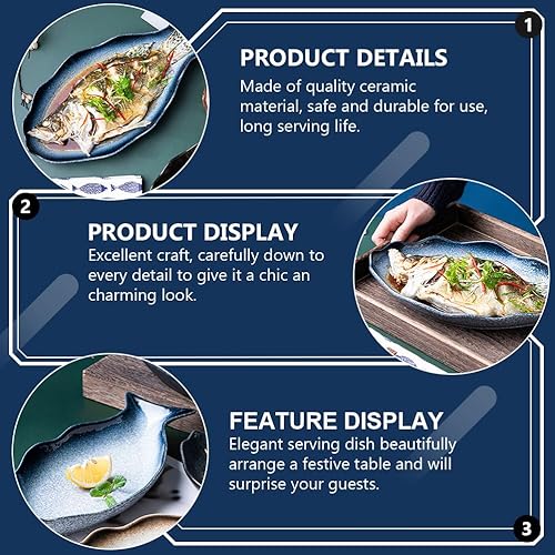 Miniatura 2 de Cabilock 12 platos de cerámica para utensilios de cocina, bandeja ovalada, plato gratinado de cerámica, plato de porcelana, bandejas para