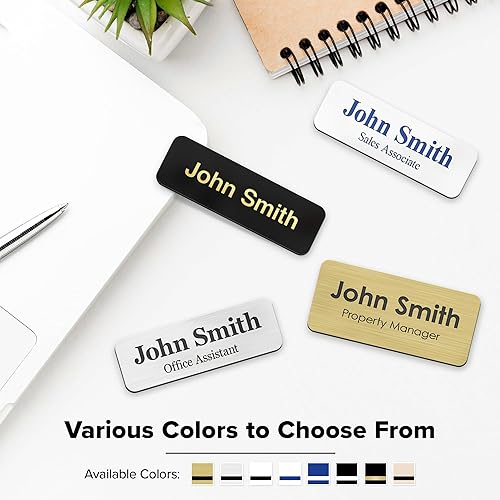 Miniatura 7 de Placa de identificación personalizada con respaldo magnético o pin para ropa, 18 colores, fabricada por My Sign Center, Estados Unidos (rectángulo