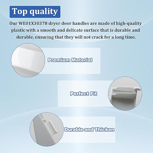 Miniatura 3 de Manija de puerta de secadora para GE WE01X30378 Sustituye a las piezas de secadora GE WE01X25878, WE1M1068, 4958906, AP6983534, PS12743305,