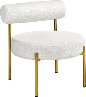 Yaheetech 1 silla tapizada de Boucle-Geweb, silla de comedor con respaldo, elegante silla de salón