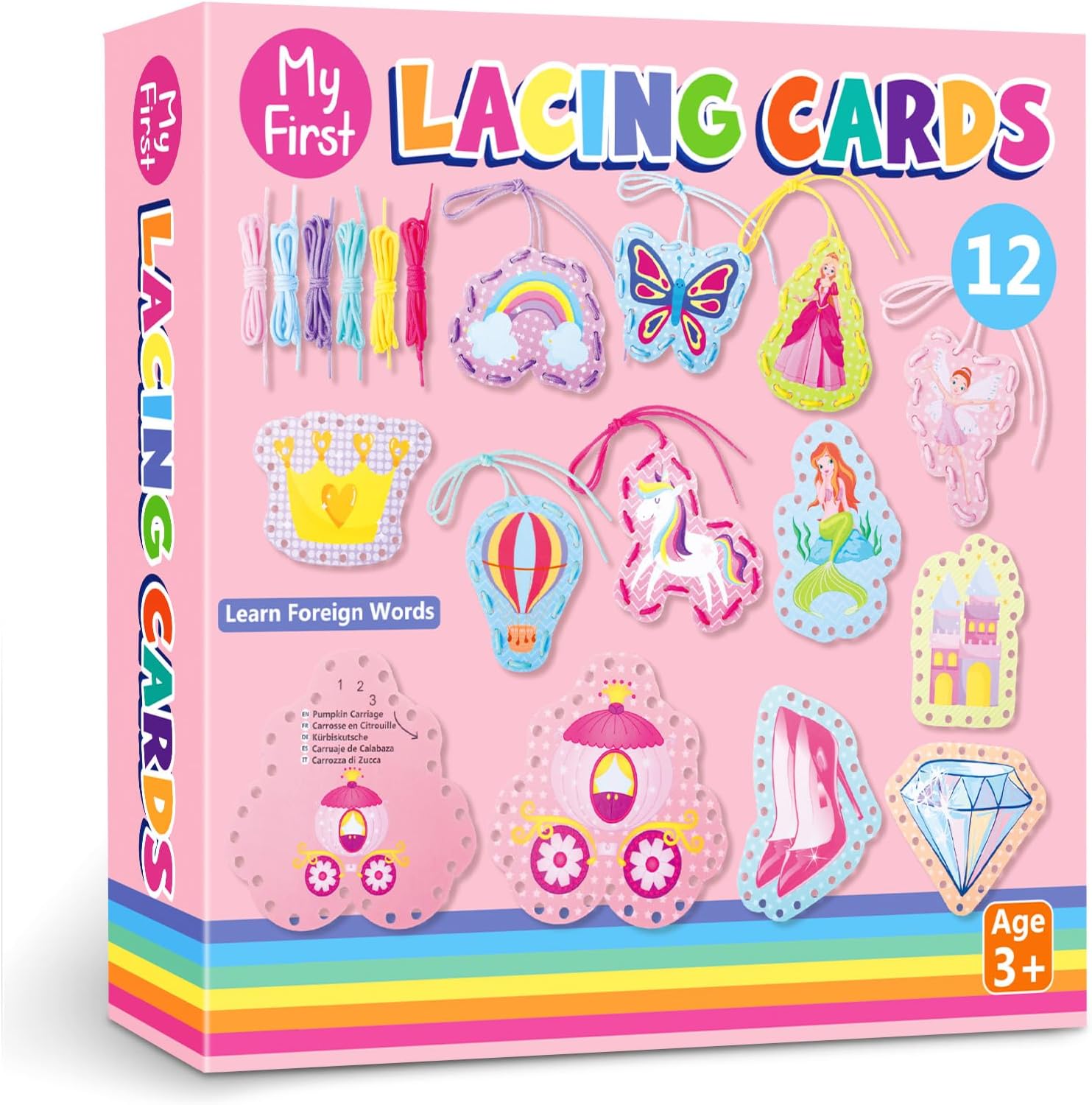 Chivao Lacing Cards for Toddlers,12 PCS Sewing Kit Preschool Learning Activities Easter Basket Stuffers Easter Gifts for Kids Travel Craft Set Manipulatives for Preschoolers,Homeschool Supplies