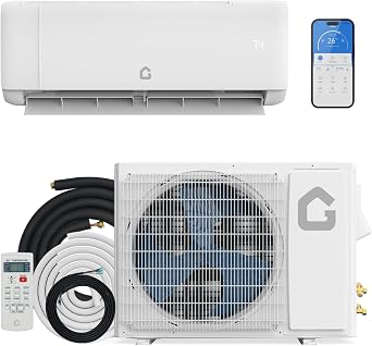 GarveeTech 12000 BTU Mini Split Air Conditioner,22 SEER2 Ductless Inverter AC w/ 115V, Cool Up to 750 Sq. Ft with Heat Pump System, Compatible with Alexa, White