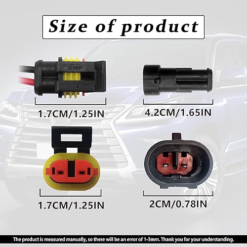 Miniatura 2 de Paquete de 10 conectores de cable eléctrico de 16 AWG, cable macho y hembra de 16 AWG, conector impermeable de 2 pines, cable impermeable, universal