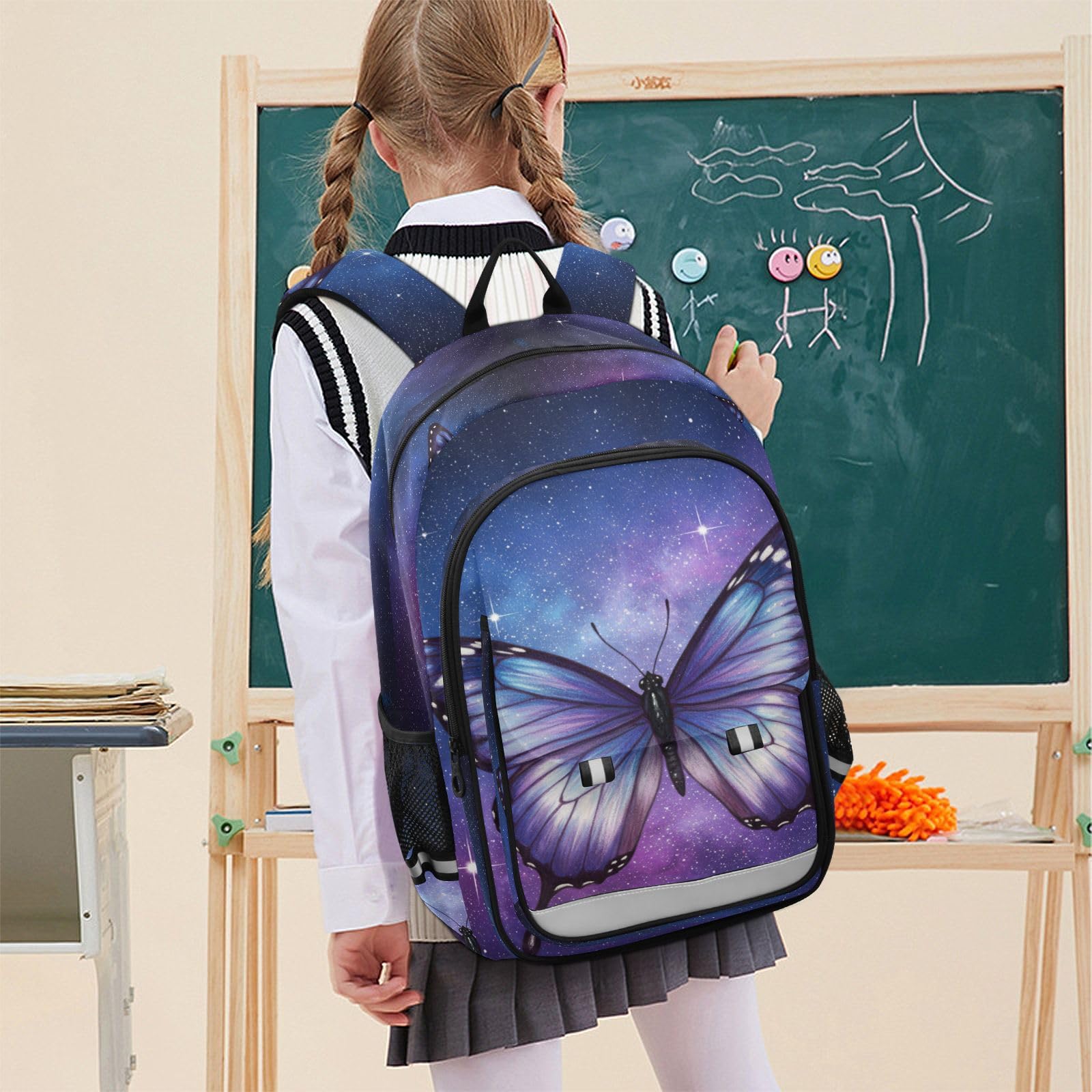 Mnsruu Sac à dos pour ordinateur portable de 15,6" - Motif papillon violet - Pour adolescentes et filles - Sac à dos de voyage léger pour le travail universitaire - 45 x 33 x 17 cm