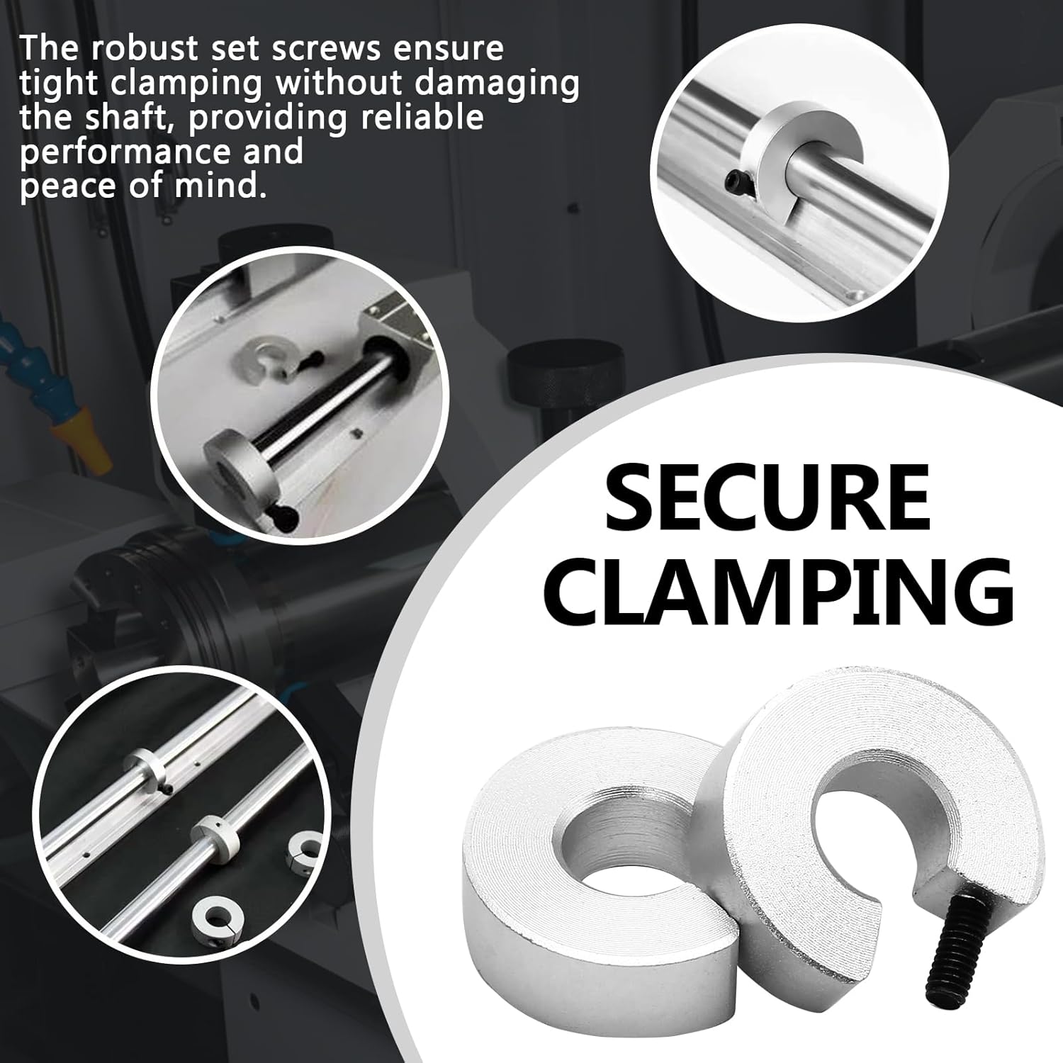 4PCS Shaft Collar for SBR20, 20mm Bore 40mm OD 12mm Thickness,Aluminum Alloy Locking Collars Clamp-On with M5 Set Screw, Anodized Linear Rail Stop for CNC and Linear Motion Systems