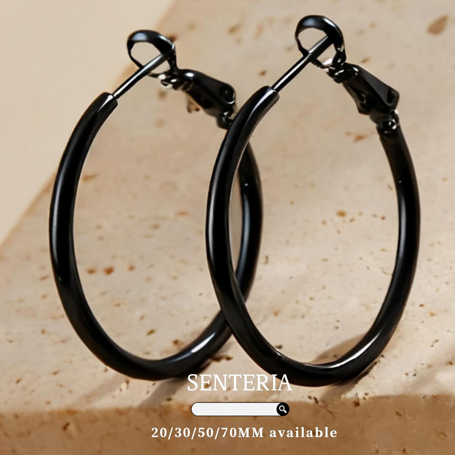 Senteria 2mm Wide 925 Sterling Silver Hoop Earrings for Women Hypoallergenic Lightweight Thin Large Big Gold Plated Hoops Earrings for Women 20/30/50/70MM - Image 3