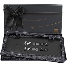 XCLPF Bling License Plate Frames for Women, 2 Pack, Clear Rhinestone, Black