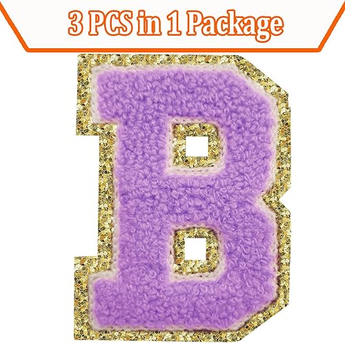 Miniatura 198 de Parches de letras termo-adhesivas de felpilla para chaquetas, parches de letras universitarias con brillantina para planchar en la letra azul A