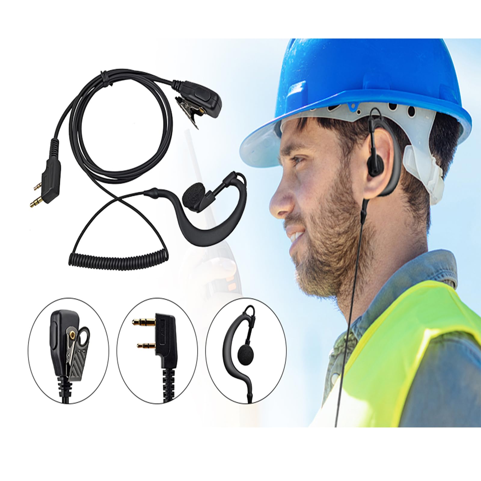 Walkie Talkie auricolare con microfono compatibile con Baofeng UV5R 888S UV-82HP Kenwood 2 Way Radio per la sicurezza Bodyguard Outdoor (G Forma, 2)