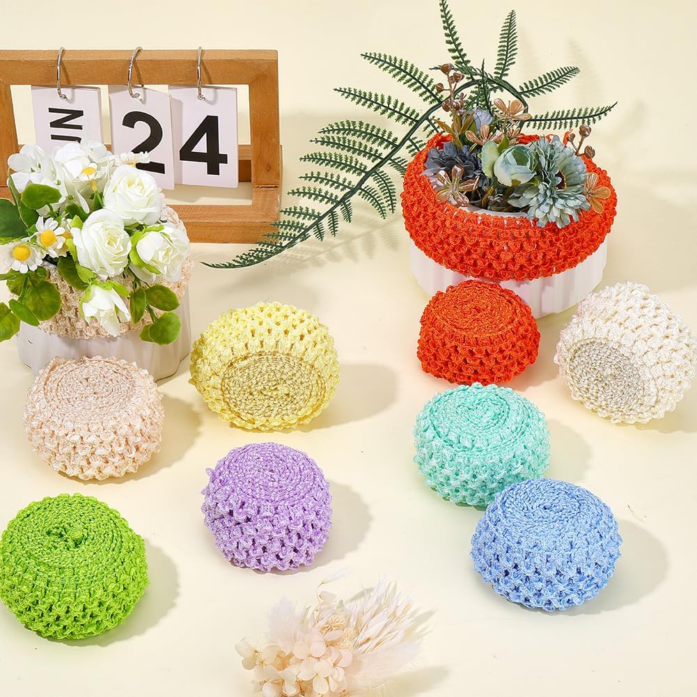 GORGECRAFT 18 Yards 1.8" Wide Elastic Crochet Headband 8 Colors Ribbon Crochet Stretch Trim Fabric for Hair Bow Accessories Tutus Dresses Gift Wrapping Tube Top Waistbands Crafts Making