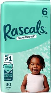 Rascals Premium Baby Diapers - Comfortable & Leak-Proof Diaper for Babies 15-20 kg - Soft & Gentle Diapers Size 6 - Pack of 30 Count