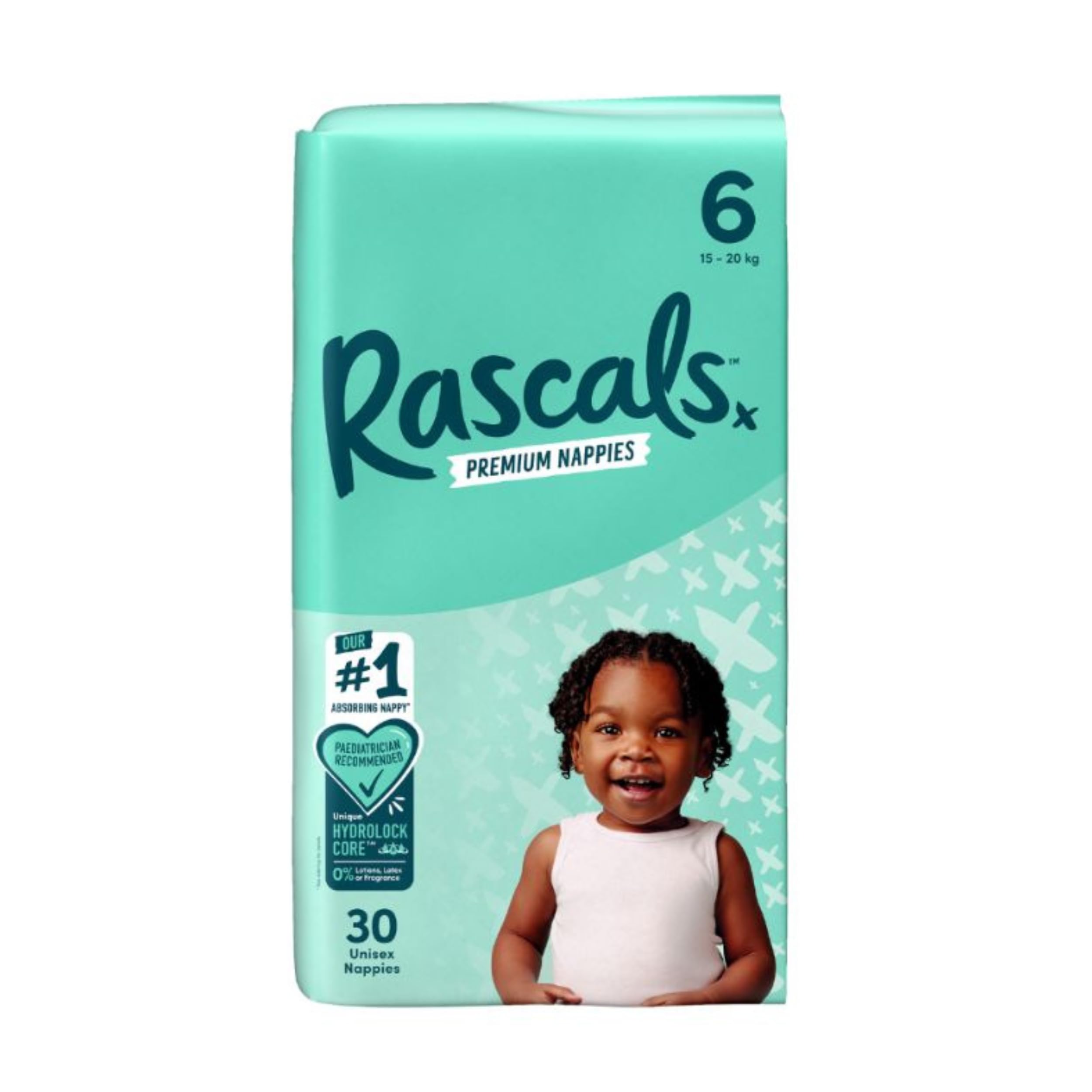 Rascals Premium Baby Diapers, Comfortable & Leakproof Baby Diapers for 30-44 lbs Babies, Soft & Soft Diapers, Size 6, Pack of 30
