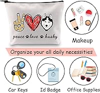 Vista 7 de JXGZSO Divertido perro husky regalo paz amor husky bolsa de cosméticos husky amante de perros regalo bolsa de maquillaje bolsa de cremallera