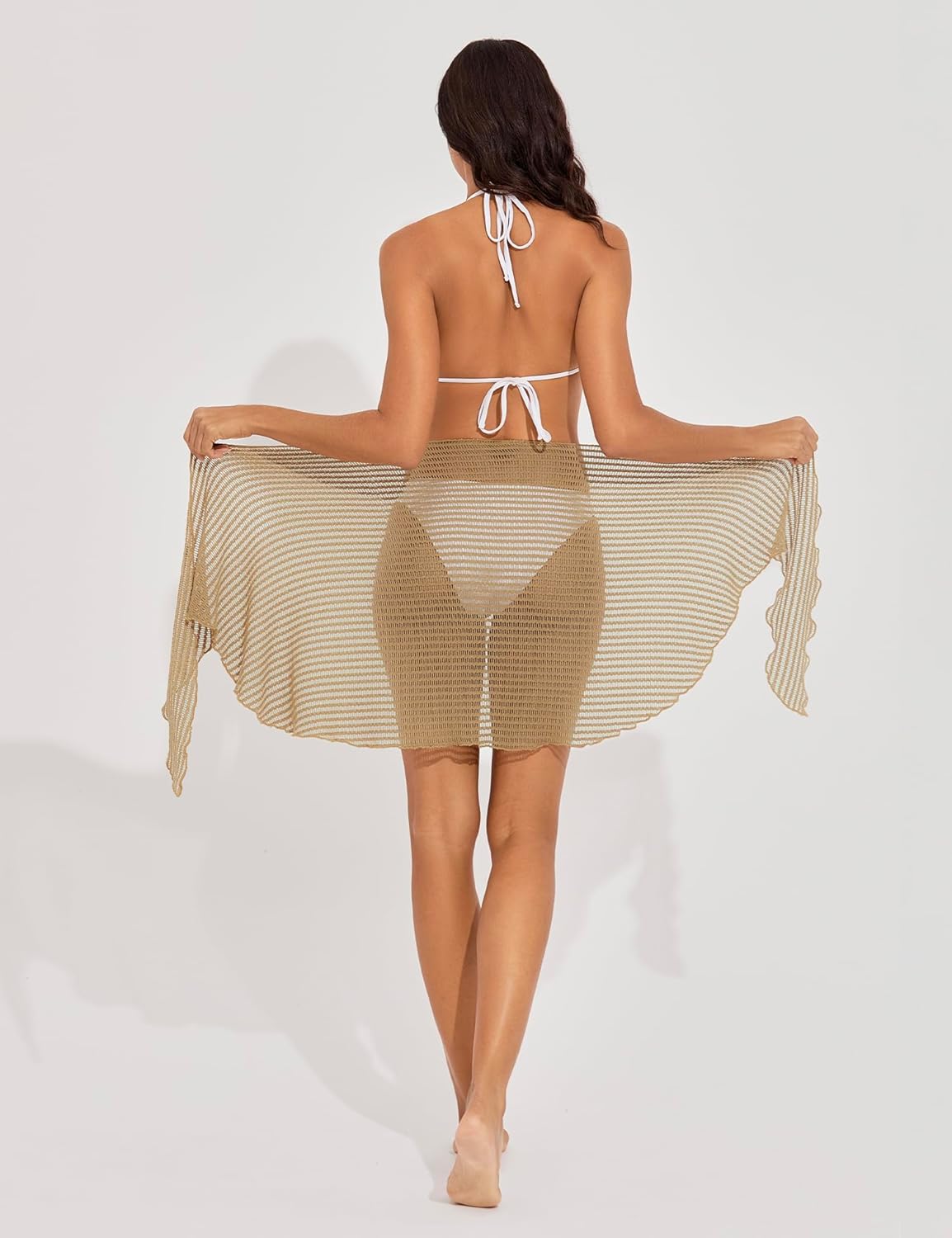 Tournesol Women's Sarong Crochet Cover Up Skirt Short Beach Wrap Skirts Sheer Bikini Bathing Suit Wraps S-XXL - Image 5