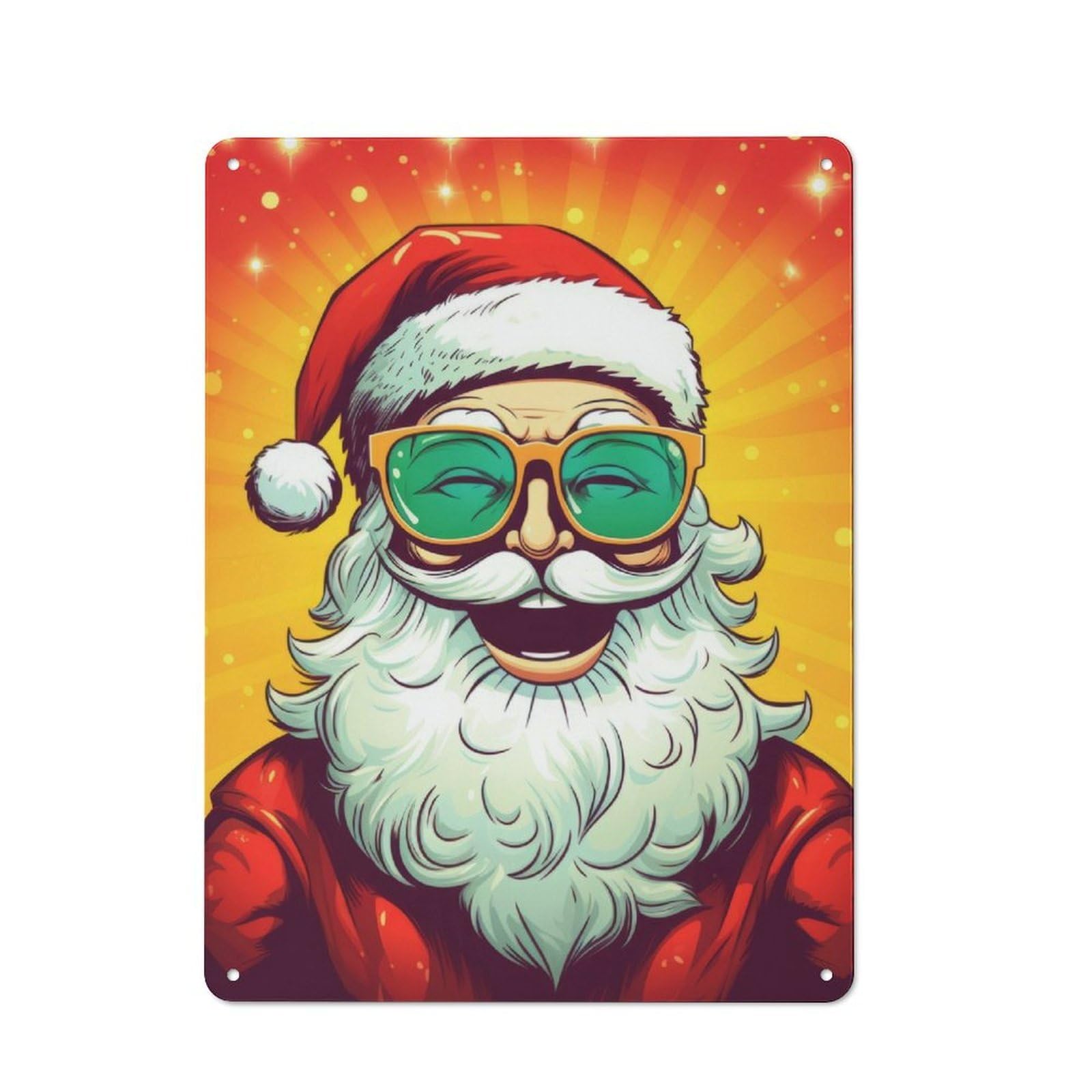 Junmoney Santa Christmas Vibes Industrial-Style Metal Sign 40X30cm For Home Bar Wall, Housewarming Wall Decor For People Furnishing Home Bar