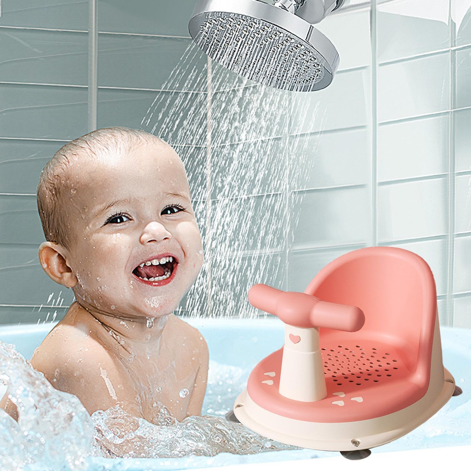 Asiento de baño para bebé, soporte plegable, bañera de bebé con fuerte succión diseñada por aerosol, asiento de bañera de bebé, asiento de ducha de bebé, silla de baño para bebé con respaldo