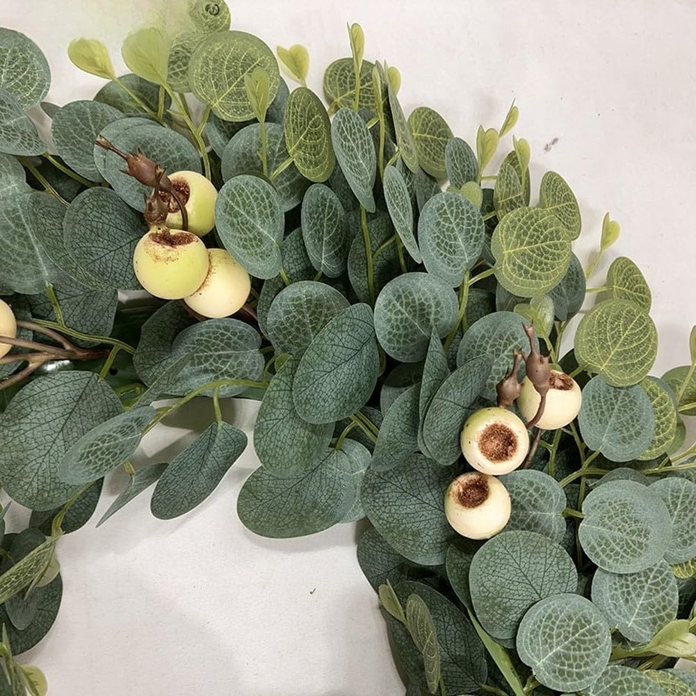 Ghirlanda di foglie di eucalipto artificiale 45 cm verde PE fiore ghirlanda per primavera decorazione casa matrimonio ufficio appeso alla parete