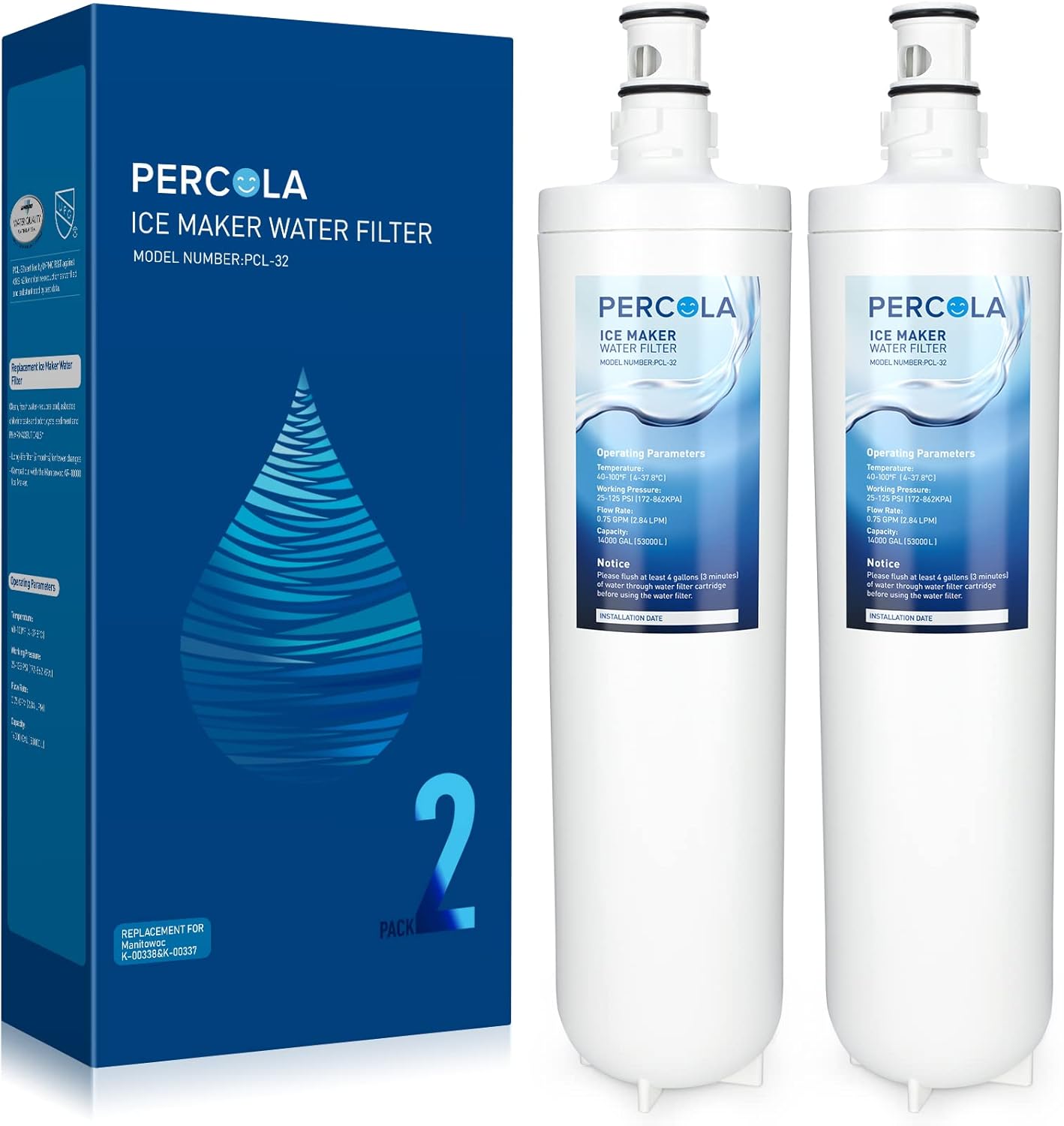 PERCOLA Manitowoc K00338/K00337 Arctic Pure Ice Maker Water