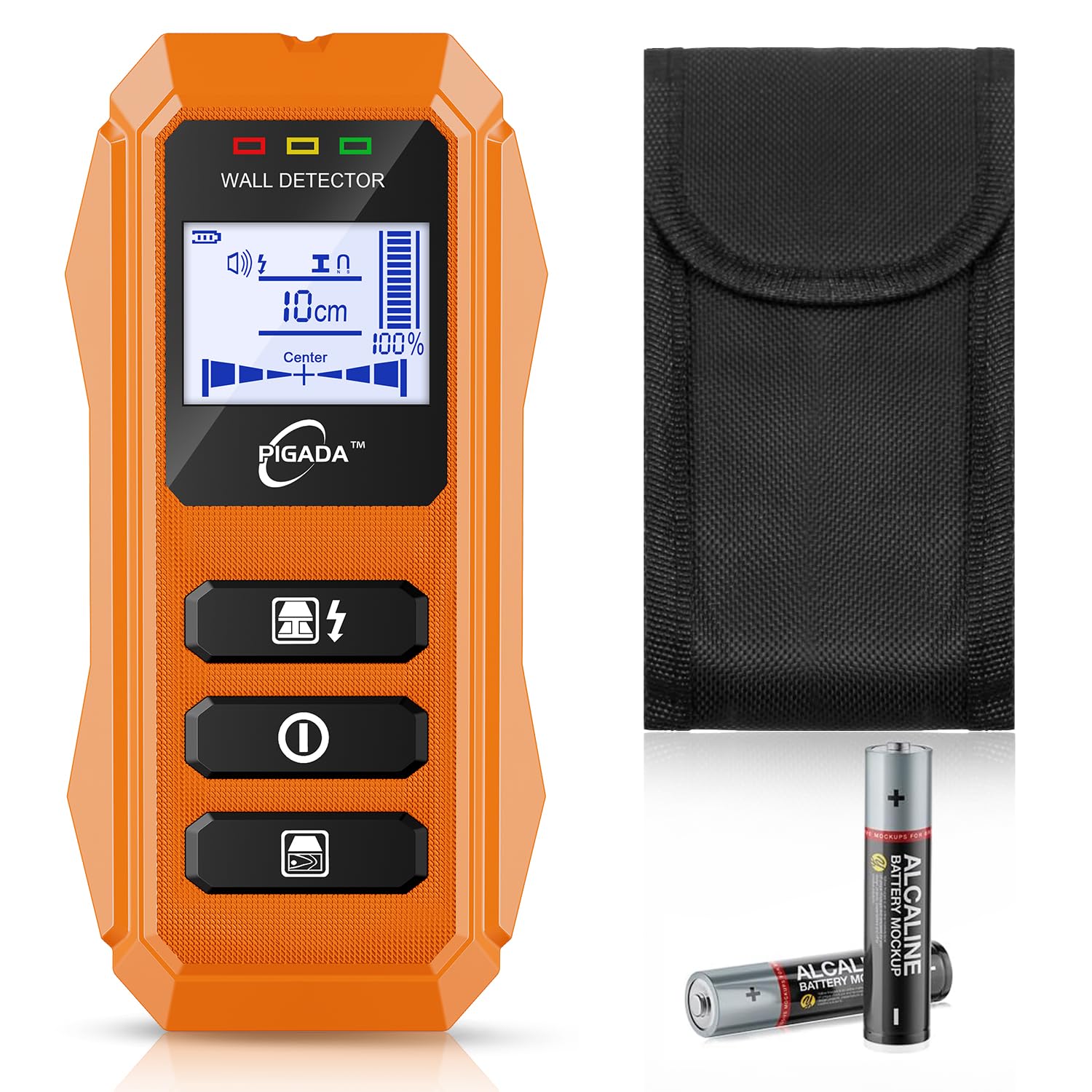 PIGADA Détecteur mural 6 en 1, détecteur de métaux jusqu'à 12 cm, écran HD LCD, testeur bois/métaux/fil CA