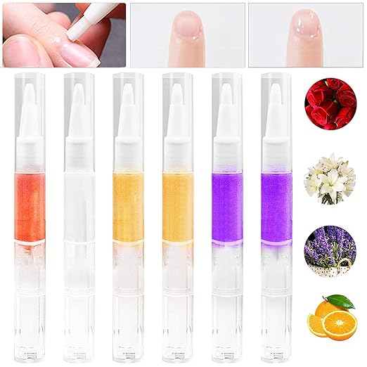 6pcs Cuticle Oil Pens, 4Kinds of Smell Nail Oil Pen with