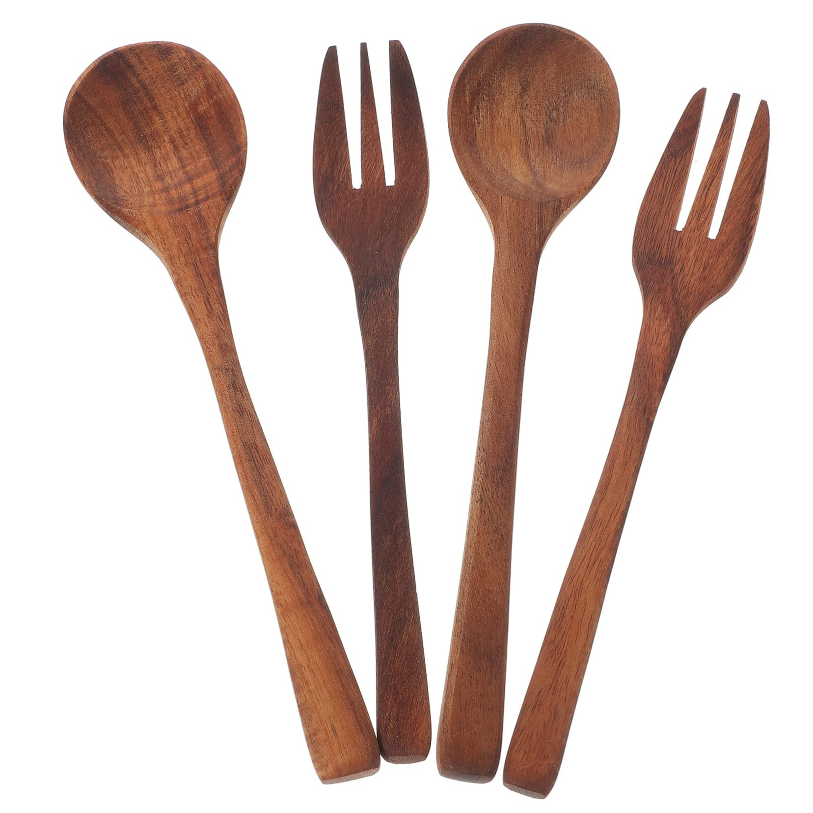 GRIRIW Fork Spoon Set 4pc Fork and Spoon Set Square Easy-clean Compact for All Meals