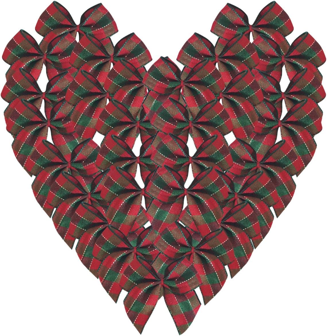 Amazon.com: Micomon 50pcs 1.6-Inch Mini Christmas Gingham Ribbon Bows ...