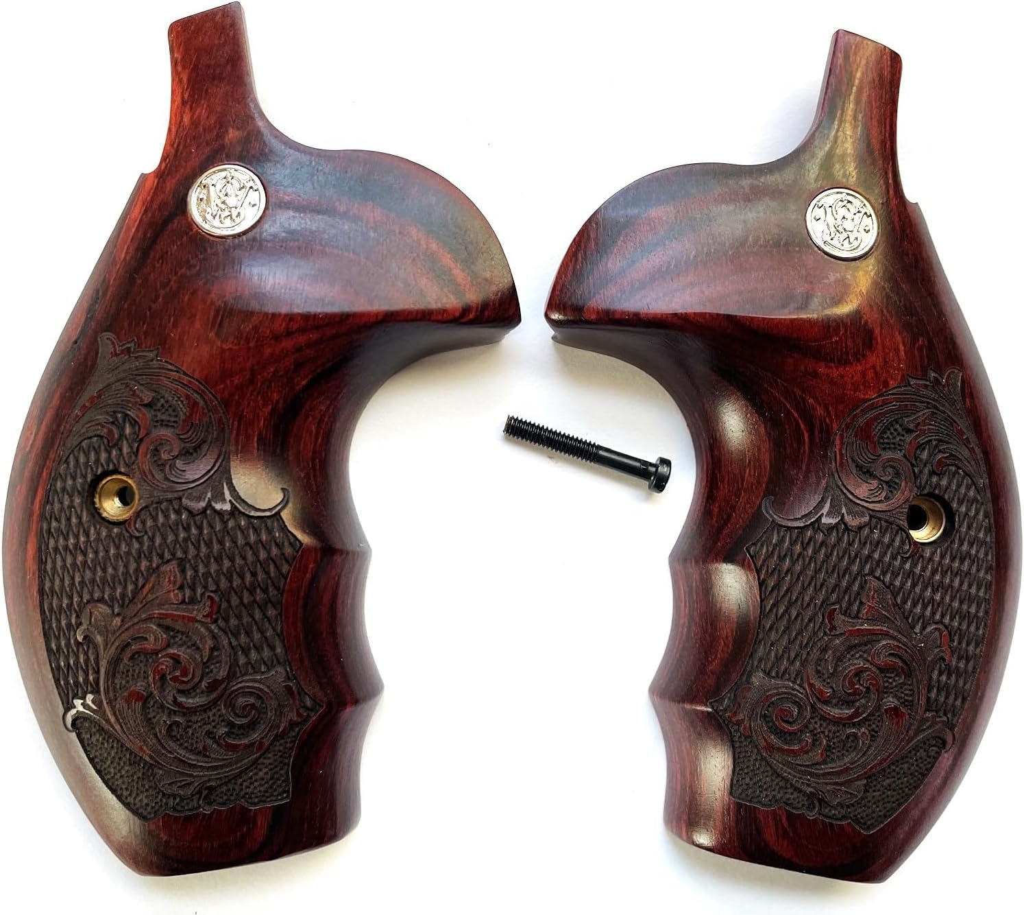S & W K/L/X Frame Grips Rosewood Engraved with Medallions