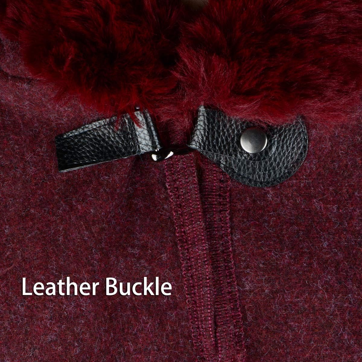 Women's Hooded Cloak Faux Rabbit Fur Cape Wrap Wool Coat Cardigan Poncho Warm - Image 7