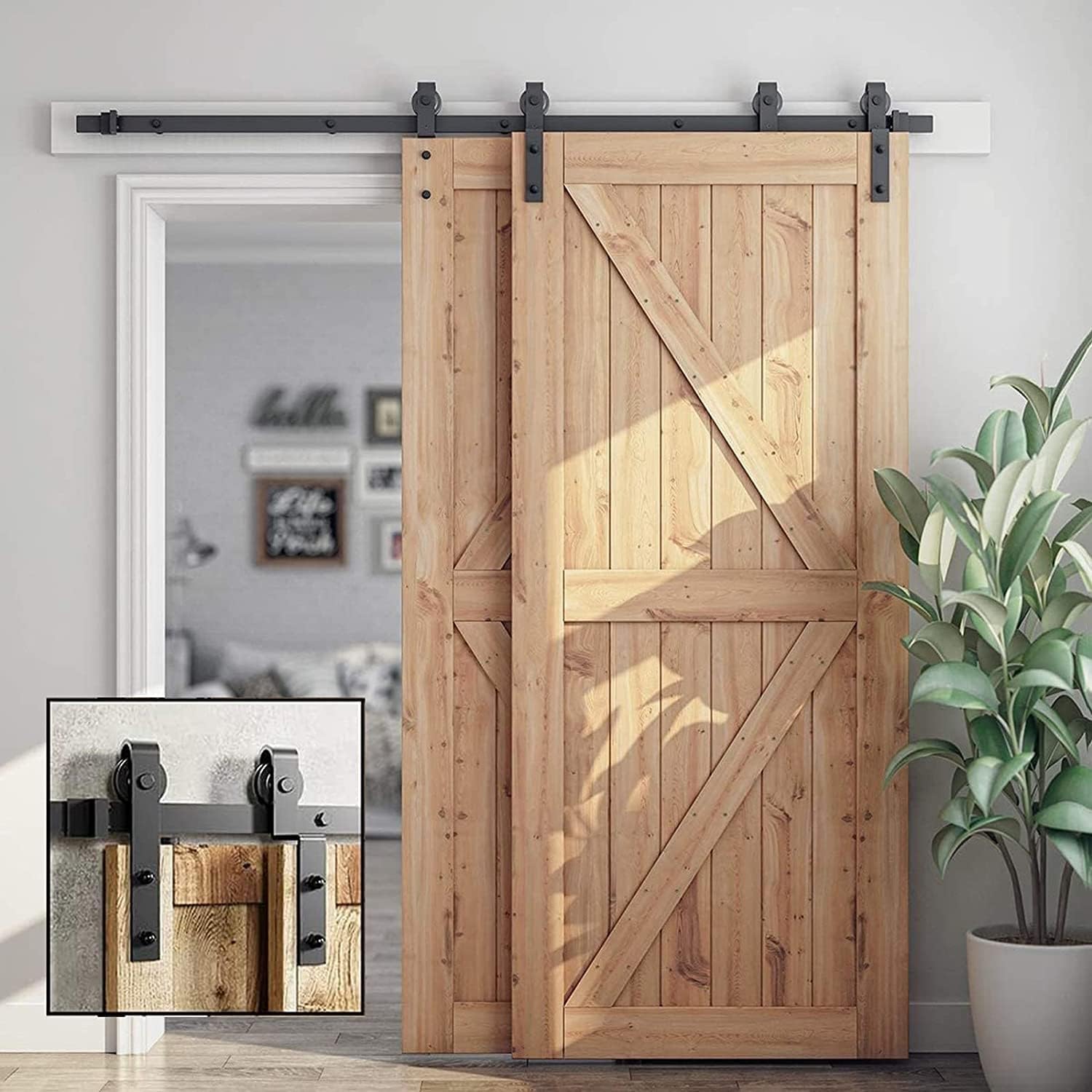 Amazon.co.jp 引き戸レール 吊り引き戸 アハードウェアキット 120400cmのスライディングバーンドアハードウェアキット