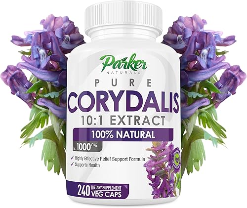Parker Naturals Pure Corydalis Natural Relief to Alleviate Minor Aches Extract - 1,000 Mg Per Serving - 240 Premium Corydalis Capsules