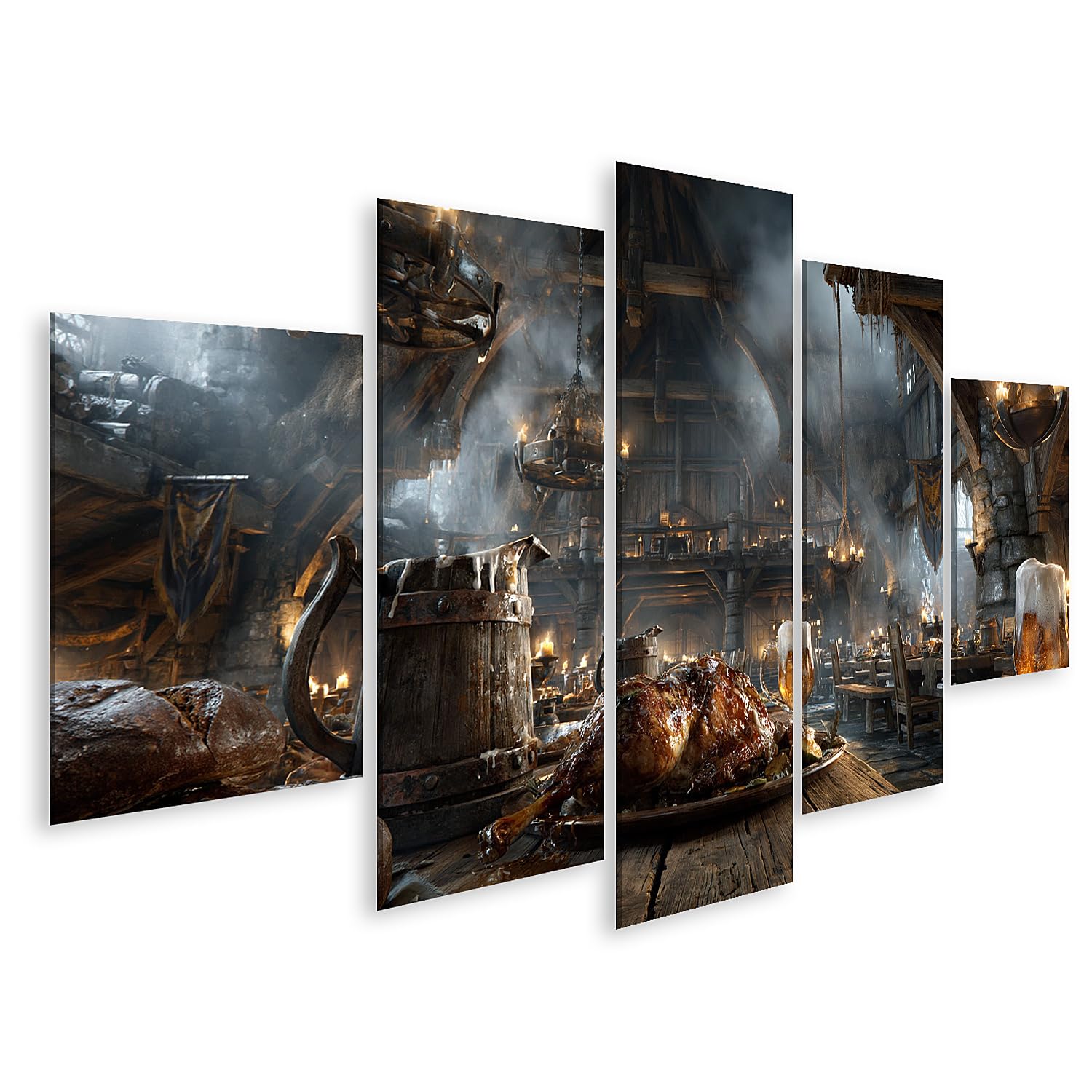 Tableau pour les fans médiévaux grand format impression d'art 5 pièces