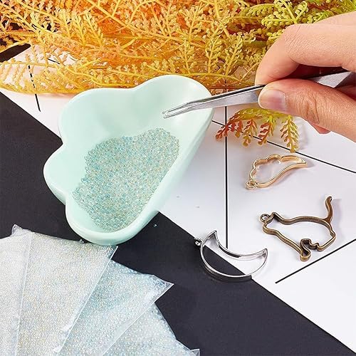 Miniatura 5 de OLYCRAFT Cuentas de burbujas de vidrio de 7.41 oz de 1 a 0.118 in sin agujero, cuentas iridiscentes de gotas de agua, cuentas de vidrio iridiscente