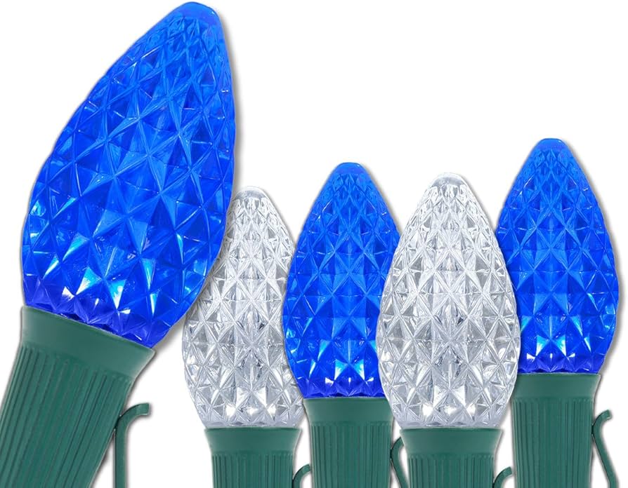 Wintergreen Lighting Set of 50 C7 Blue and White OptiCore