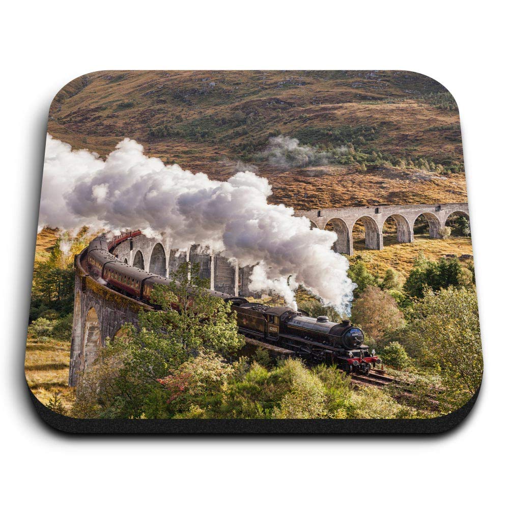 Destination Vinyl Ltd Multicolor 1 X Square Mdf Fridge Magnet - Jacobite Steam Train Glenfinnan Viaduct 16235