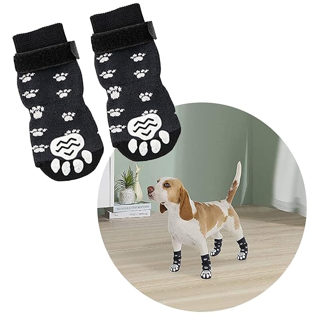 Foto 3 de 7 de Eowppue Calcetines Perro 2 Pares De Calcetines Antideslizantes para Perros Gatos Protectores De Patas…