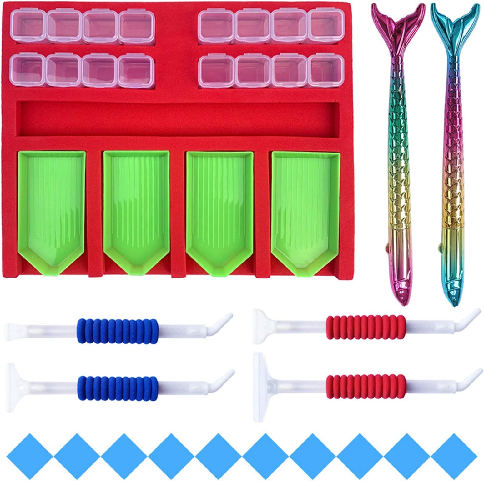 upain Diamond Painting Tray Organizer, 5D Diamond Painting Art Tray Holder, Multi-Boat Holder for Adults Storage Boxes Containers with 4 Types Diamond Painting Pen
