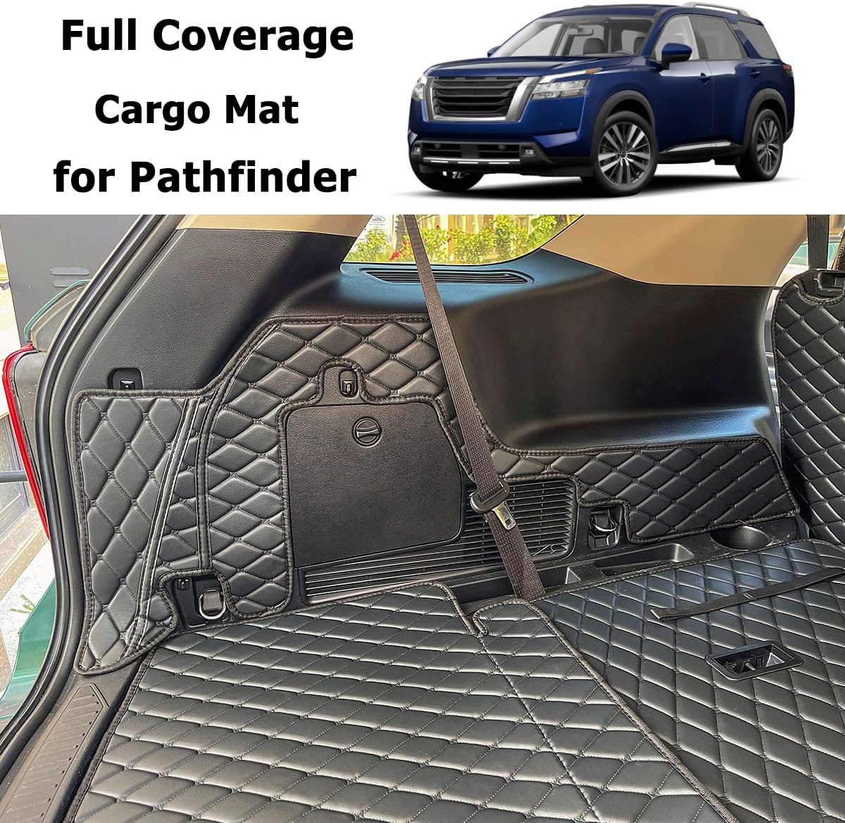 Cargo Mat Compatible with Nissan Pathfinder 2022-2026 Trunk Mat (and Rear Left and Right Side Panels) Cargo Liners Pathfinder