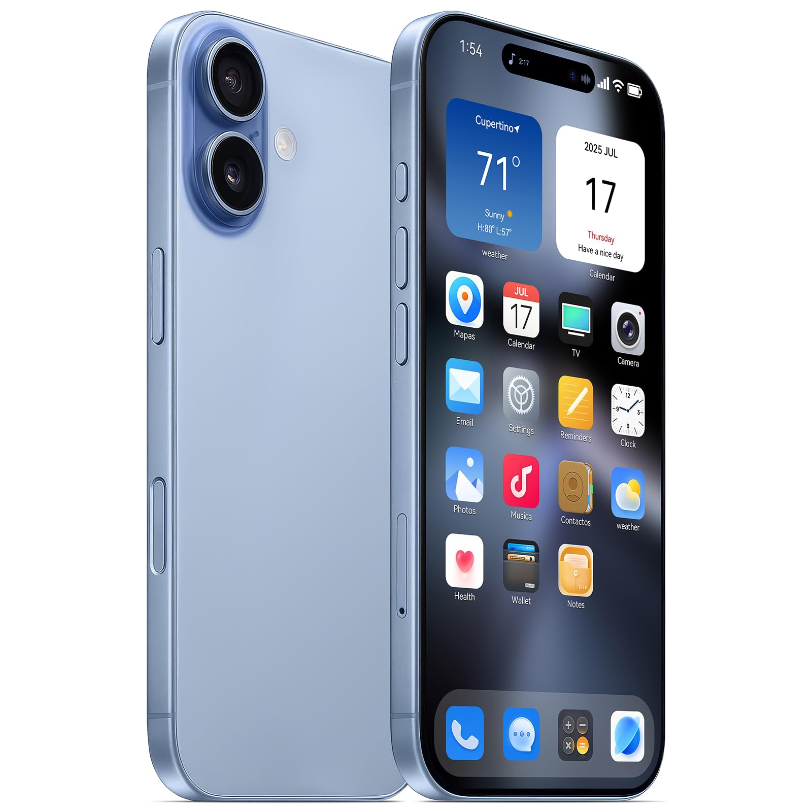 Photo 1 of 1:1 Simulation Fake Dummy Phone, Looks Like The Real Phone 17, Display Prop Non-Working Decoy Replica with Transparent Case for Exhibition & Play (Blue)