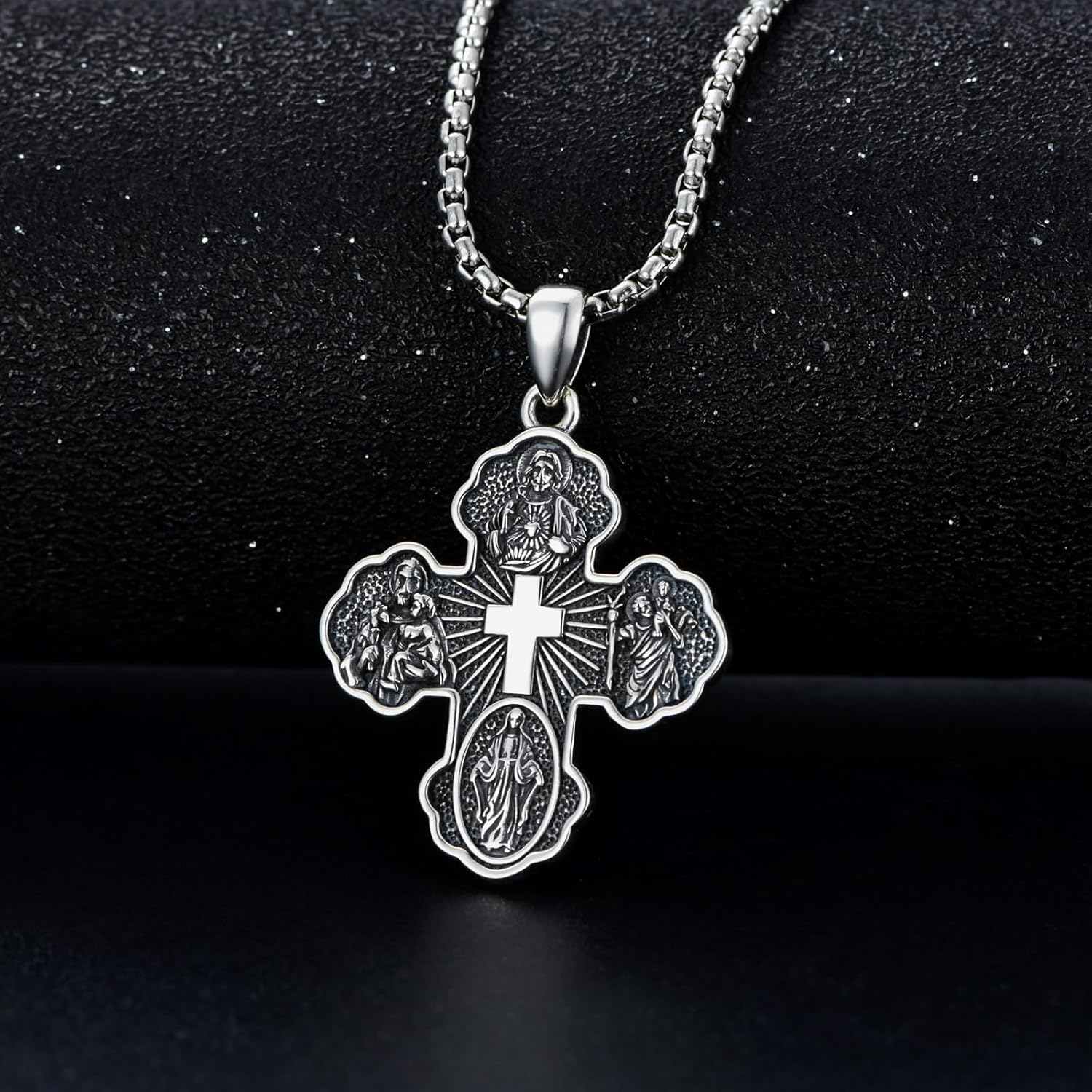 Cross Necklace for Men Women S925 Sterling Silver Celtic Knot Cross Pendant/Faith/4 Way Medal Necklaces Religion Jewelry for Birthday Anniversary Day Christmas - Image 2