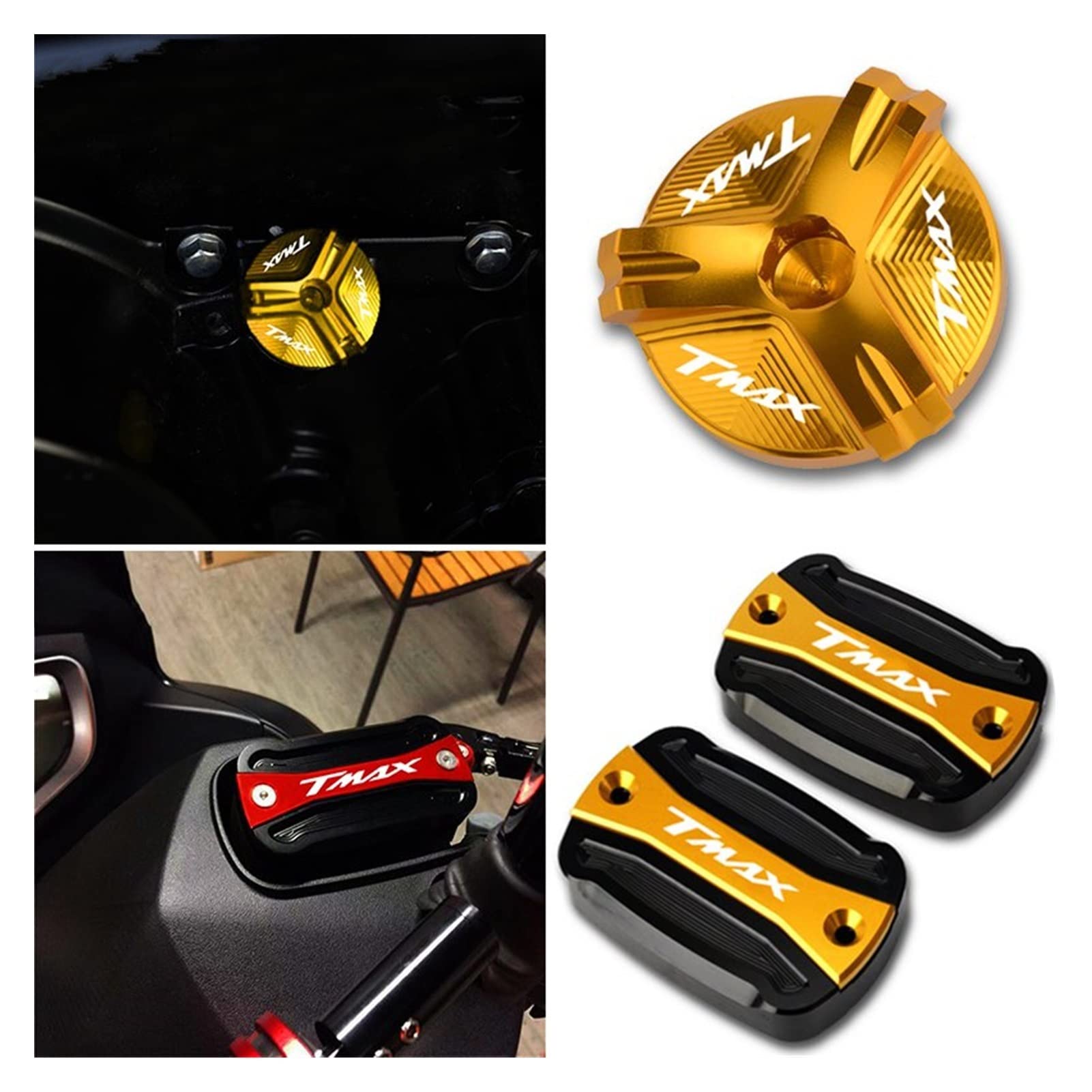 Accessori per serbatoi Accessori Moto Anteriore Serbatoio Del Liquido Dei Freni Tappo Di Copertura Riempimento Olio Per YAMAHA TMAX 530 500 560 TMax530 SX DX TECH MAX(Gold)