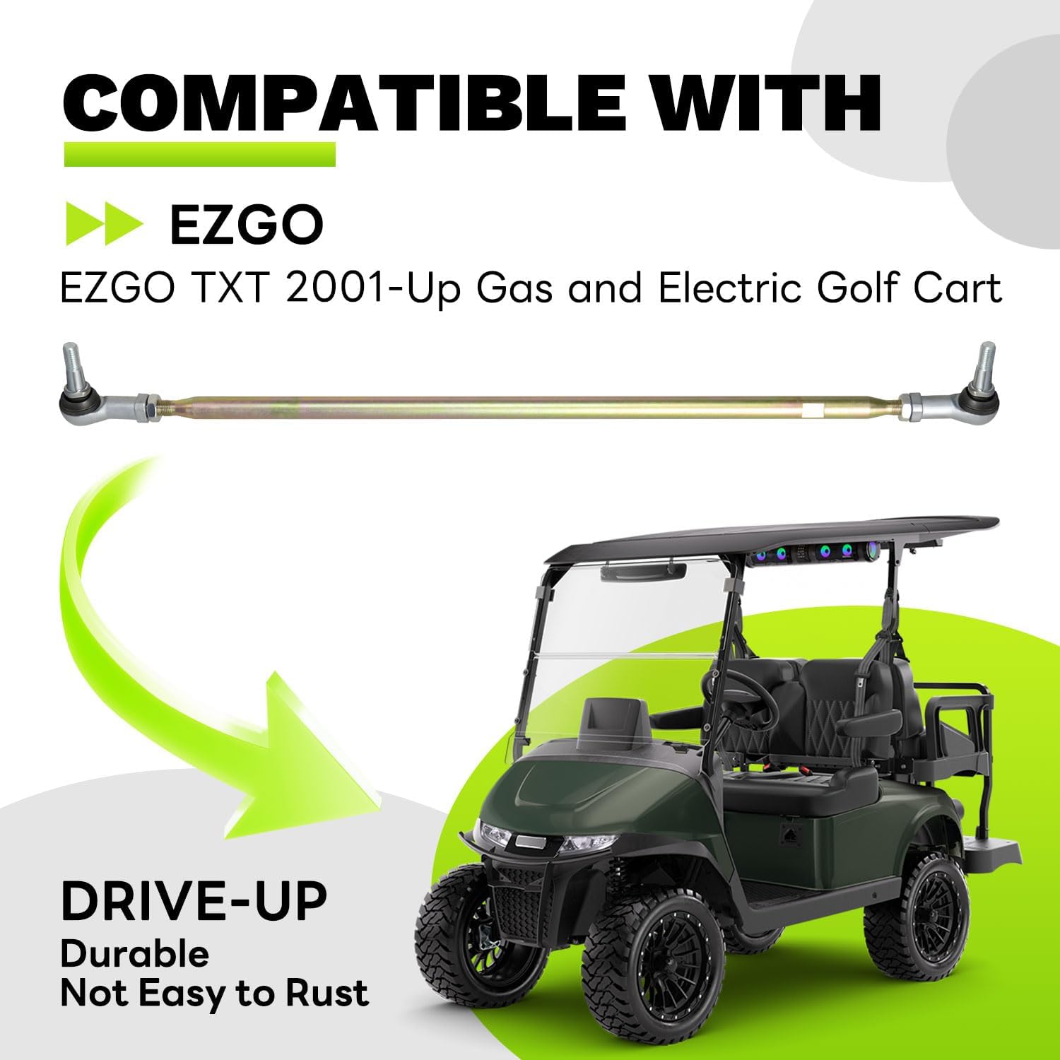 70876-G02 Golf Cart Tie Rod Assembly Compatible with EZGO TXT 2001-Up Gas and Electric Golf Carts Replace 70902-G01 70902-G02 01069-G01 01069-G02