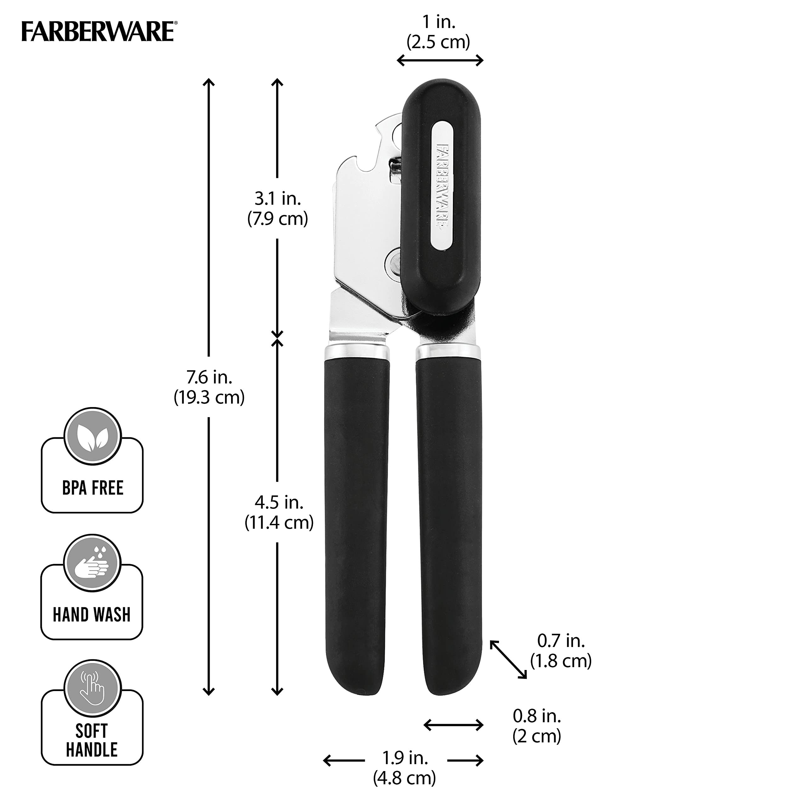 Farberware Pro Soft Knauf und Griff Dosenöffner und Flaschenöffner, schwarz